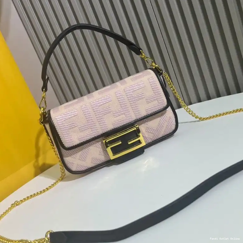 Mini Bag Fendi Baguette FF Motif In Cherry Canvas 0503